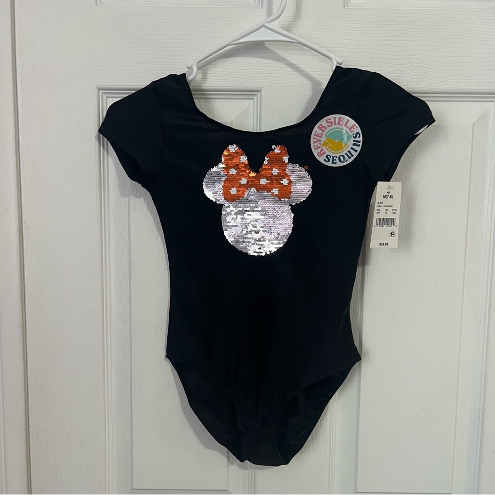 Disney Black Sequin Minnie Mouse Leotard NWT